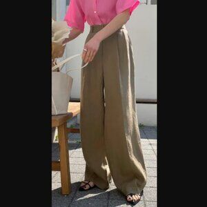 Pixie Market Wide Leg Linen Pants Brown size medium